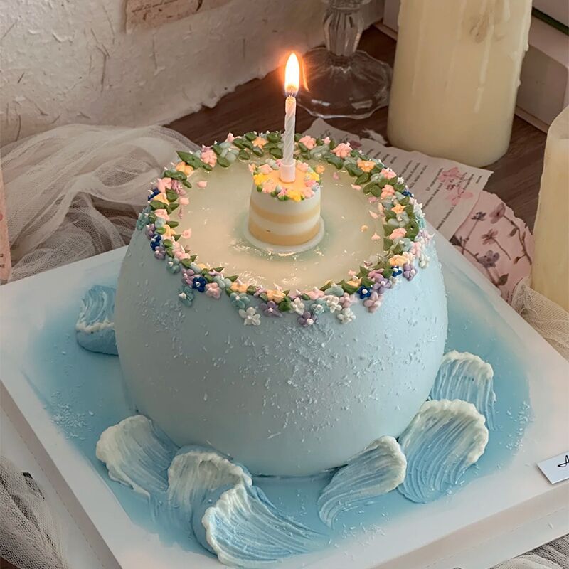 小红书同款蛋糕装饰摆件软胶可插蜡烛小蛋糕仙女公主生日装扮配件
