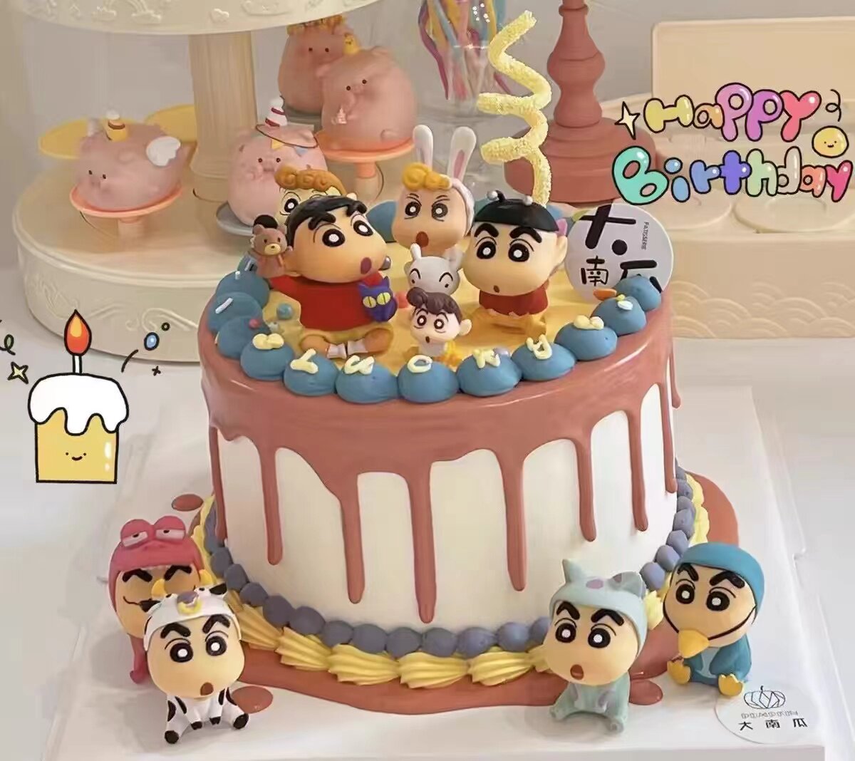 蜡笔小新男孩生日蛋糕装饰摆件