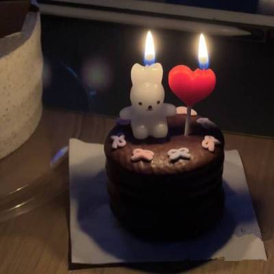 小红书同款爱心生日蜡烛蛋糕装饰可爱小兔子蜡烛摆件甜品插件配件