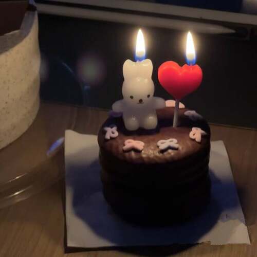 小红书同款爱心生日蜡烛蛋糕装饰可爱小兔子蜡烛摆件甜品插件配件