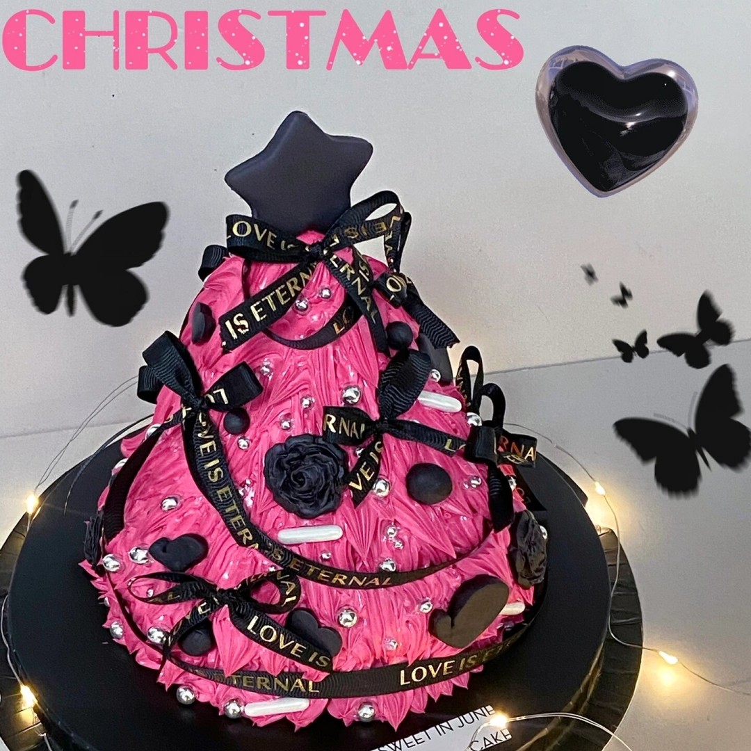 复古圣诞树许愿树蝴蝶结蛋糕装饰