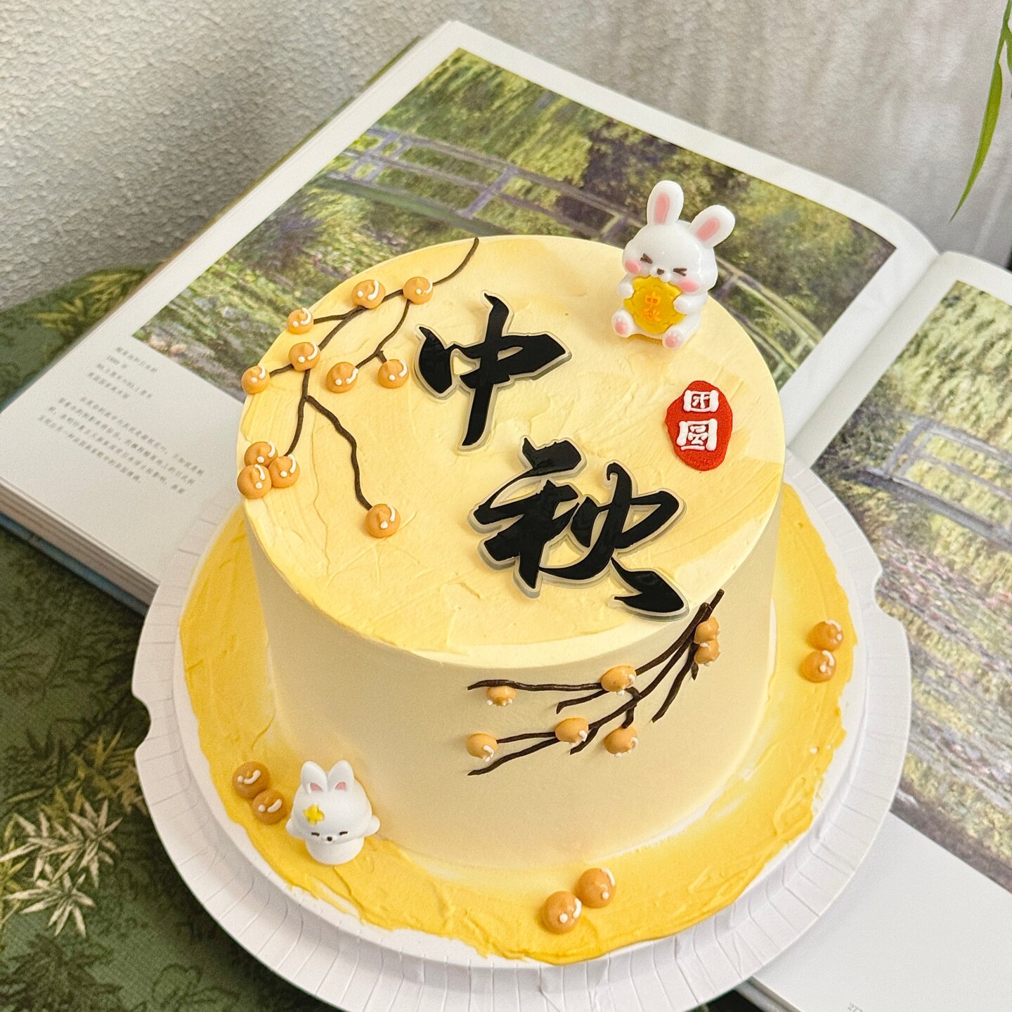 2026中秋节月饼小兔子蛋糕装饰摆件软胶中秋节日快乐烘焙甜品配件