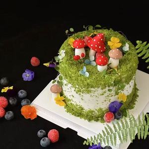 网红森系花园卡通小蘑菇房蛋糕装饰摆件春游踏青蘑菇甜品装扮配件