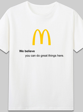 麦门信徒麦当劳McDonald we believe潮设计纯棉短袖休闲圆领t恤男