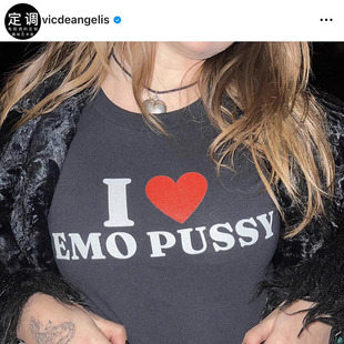 Maneskin贝斯手Victoria De Angelis衣服EMO PUSSY摇滚乐队t