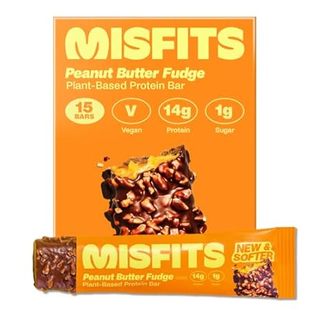 Misfits Vegan Protein Bar, Peanut Butter Fudge, Plant Bas