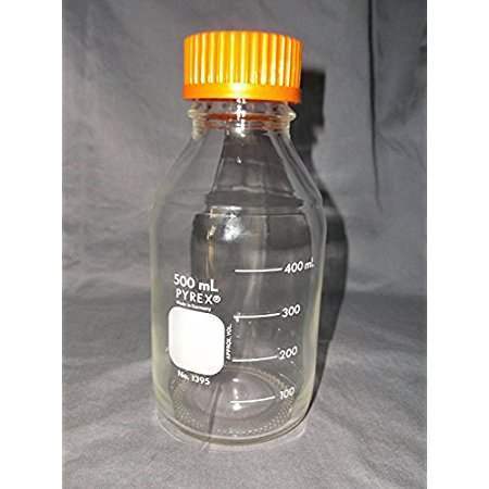 PYREX 500mL Round Media Storage Bottles, with GL45 Screw Ca