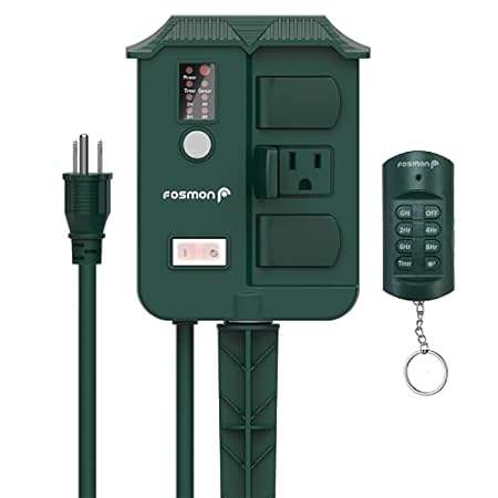 Fosmon Outdoor Power Stake Timer with Photocell， Power St