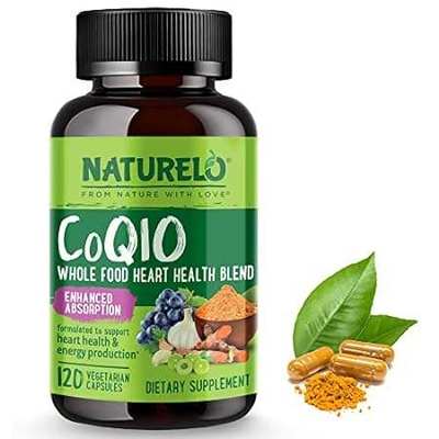 NATURELO Whole Food CoQ10 with Heart Health Blend， Powerf