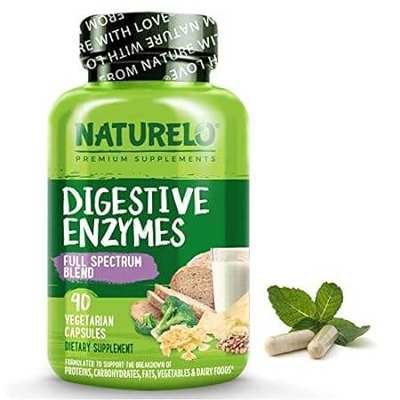 NATURELO Digestive Enzymes - Full Spectrum Support with a