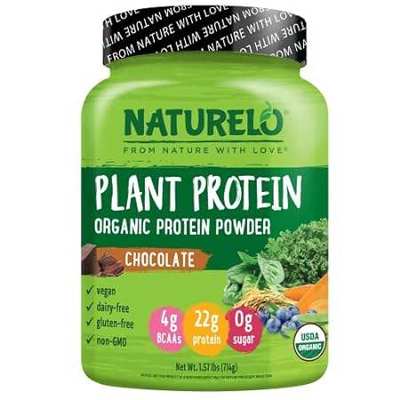 NATURELO Plant Protein Powder， Chocolate， 22g Protein - N