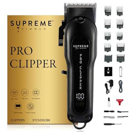 Supreme Trimmer Pro Clipper w/Taper Blade | 300 Min Run T