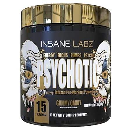 Insane Labz Psychotic Gold， High Stim Pre Workout Powder，