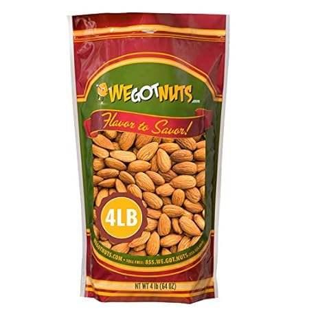 Jumbo California Almonds - 4 lbs (64oz) Premium Quality K