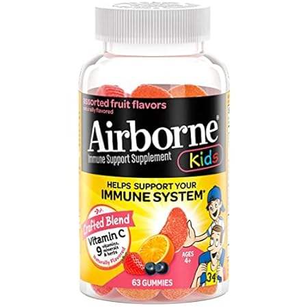 Airborne KIDS 500mg Vitamin C Gummies， Kids Immune Suppor