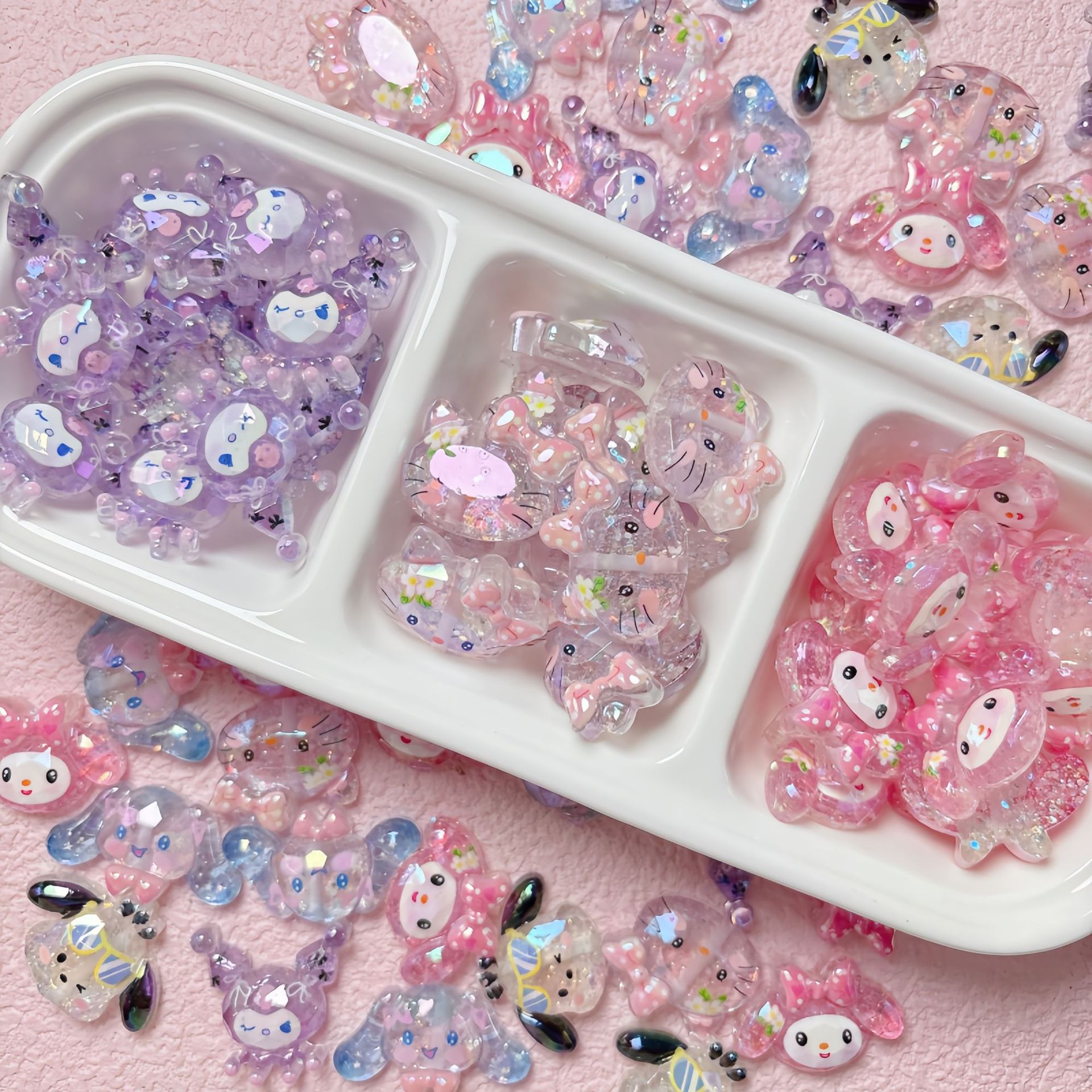 可爱卡通uv镀彩树脂细闪三丽鸥