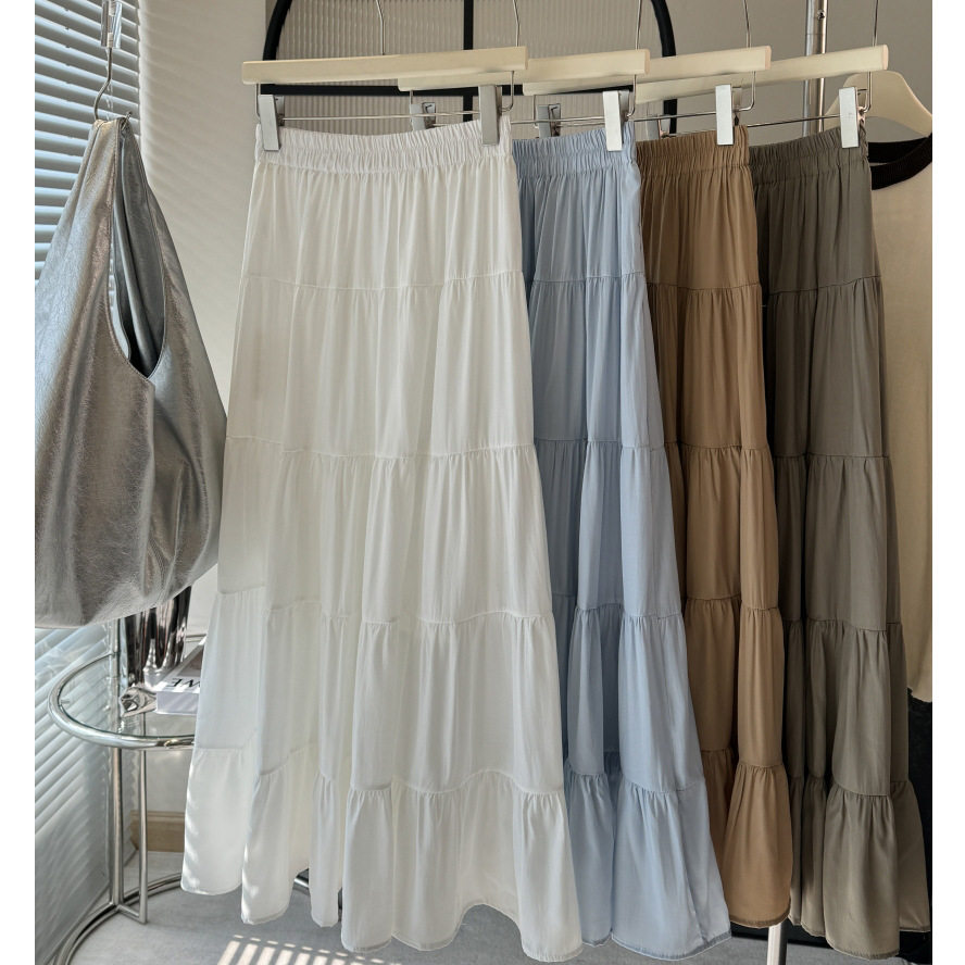 白色半身裙女夏2026新款高腰显瘦a字中长款春秋蓬蓬群芭蕾蛋糕裙