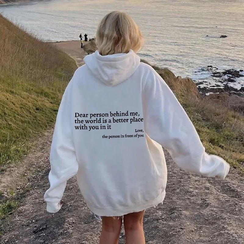 TAKE美式复古潮牌连帽卫衣女春秋Dearperson薄款chic宽松慵懒上衣