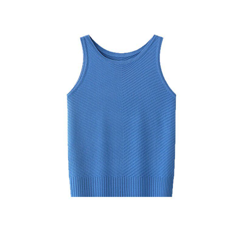 2026春夏新款韩系飒爽利落 V字立体绞花弹力莱赛尔背心吊带上衣女