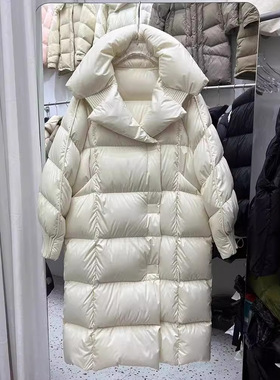 白色白鸭绒羽绒服女冬季2025新款巨好看的小个子加厚版型好中长款