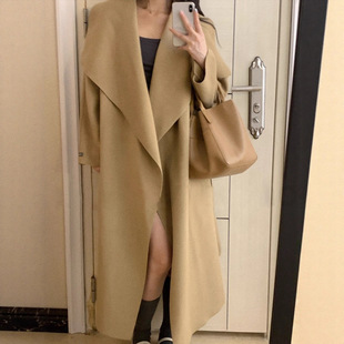 开衫 驼色斗篷毛呢长款 新款 赫本双面羊绒高级感大衣女外套2025反季