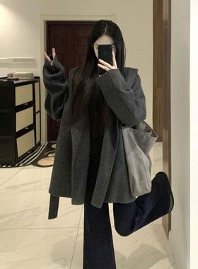 羽绒内胆呢子大衣女2025冬季新款毛呢外套加厚小个子羽绒服高级感