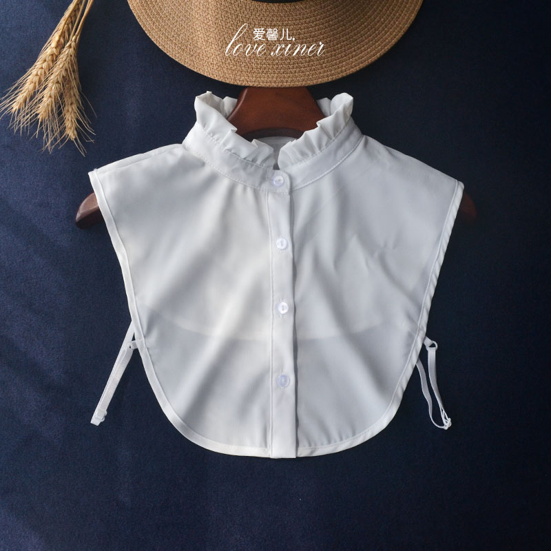 爱馨儿 雪纺假领子2025新款春秋花边立领轻薄透气假衬衫内搭领女