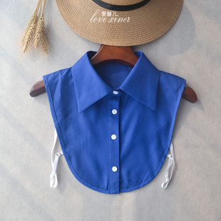 假衣领女 春秋蓝色衬衫 爱馨儿 克莱因蓝雪纺大尖角假领子2025新品