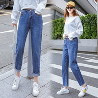 [Sản phẩm mới trừ 10] mùa xuân và mùa thu nữ phiên bản Hàn Quốc của quần jeans ống suông thẳng nữ rộng quần ống rộng Quần Harlan nữ - Quần jean quần bò chun