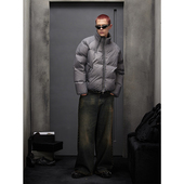 复古潮牌短款 CMF立领宽松面包服外套男冬季 新款 保暖白鸭绒羽绒服