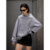 CMF秋冬复古重磅连帽紫色卫衣男士 宽松oversize字母满印潮牌上衣