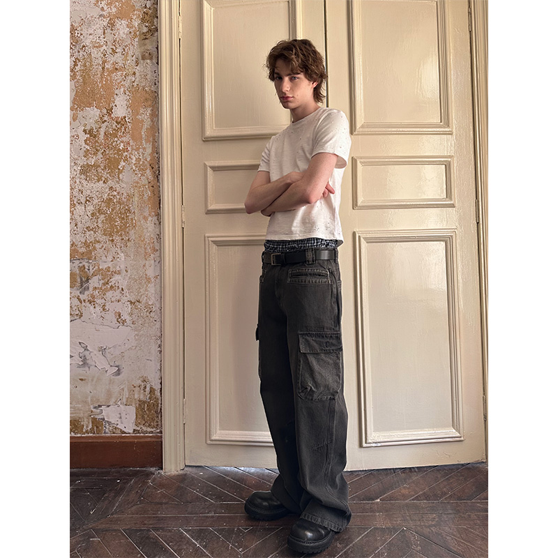 CMF重工复古渐变牛仔裤男宽松春秋新款拼接多口袋工装裤微喇长裤,男装,牛仔裤,淘宝优惠券,粉丝福利购,淘宝优惠卷