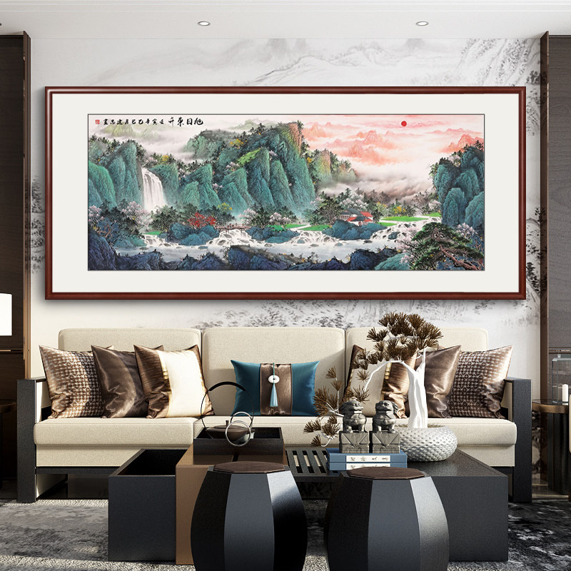 手绘真迹山水画办公室背有靠山画客厅装饰画招财风水字画挂墙画