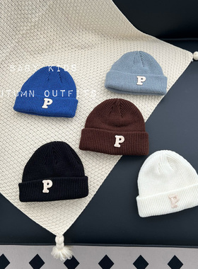 秋冬宝宝韩版帽子婴幼儿童百搭洋气瓜皮帽P标针织保暖毛线套头帽