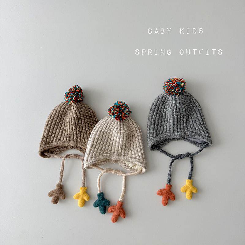 男女宝宝秋冬韩版帽子婴幼儿童球球针织帽冬季外出保暖毛线护耳帽