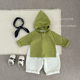 ins男宝宝春秋牛油果绿连帽卫衣弯刀休闲裤 婴幼儿外出两件套 套装