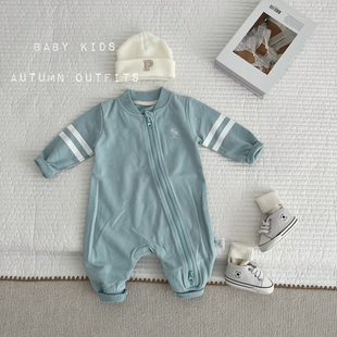 ins男宝宝秋装衣服婴儿秋天帅气长袖外套新生儿外出服连体衣爬服