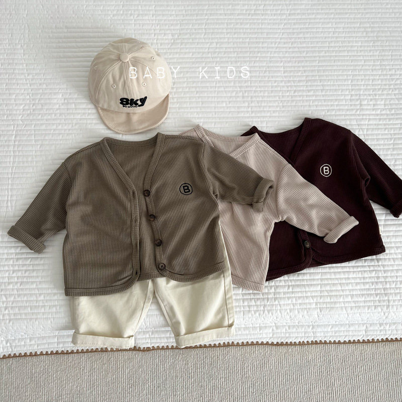 ins婴幼儿童秋季华夫格外套男女宝宝秋装百搭洋气外出上衣开衫潮