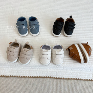 春秋男女宝宝学步鞋婴幼儿舒服软底防滑步前鞋子百搭魔术贴小白鞋