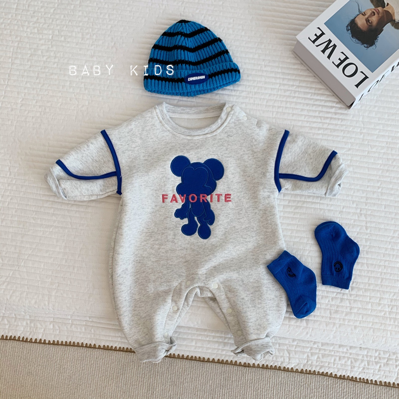 不带帽套头长爬秋冬韩版连体衣