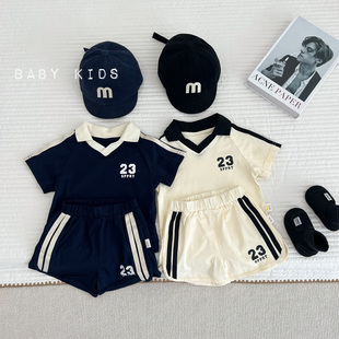两件套运动球服潮 宝宝夏季 运动套装 短袖 婴幼儿童夏装 学院T恤短裤