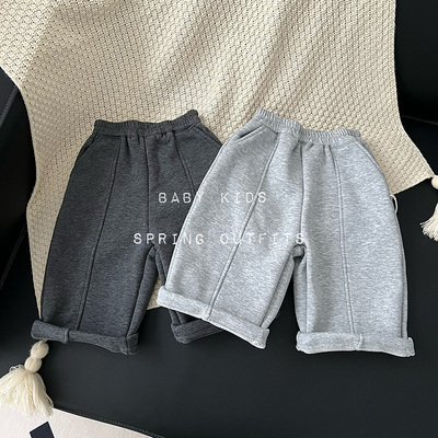男女童冬装裤子婴幼儿冬装一体绒阔腿运动裤宝宝冬季加绒加厚卫裤