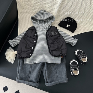 ins秋冬季宝宝轻薄羽绒服外套婴幼儿童冬装黑色内胆冬季外穿马甲