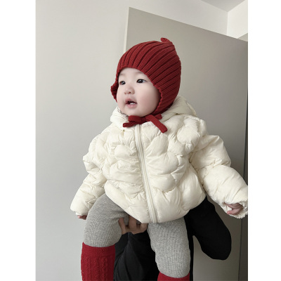 冬季宝宝羽绒外出服冬装小月龄轻薄款内胆婴幼儿超萌显白连帽外套