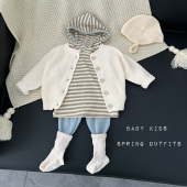 外出衣服潮 针织外套男女宝宝简约百搭毛衣开衫 ins韩版 婴儿春秋季