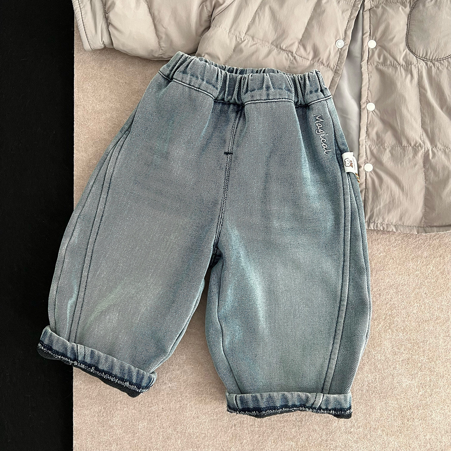 男女宝宝冬装衣服韩版婴幼儿冬季加绒加厚裤子小童外出牛仔哈伦裤