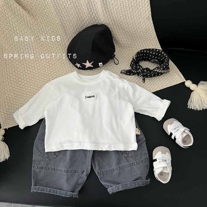 儿童春秋衣服宝宝春季白色长袖打底衫婴幼儿韩版百搭上衣外出T恤