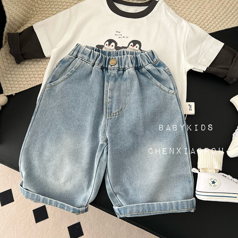 宝宝春装衣服婴幼儿春秋季韩版百搭牛仔裤外出阔腿直筒时髦裤子潮