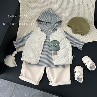 ins男女宝宝秋冬可爱卡通羽绒马甲婴幼儿轻薄羽绒内胆外出羽绒服