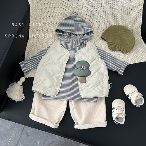 ins男女宝宝秋冬可爱卡通羽绒马甲婴幼儿轻薄羽绒内胆外出羽绒服